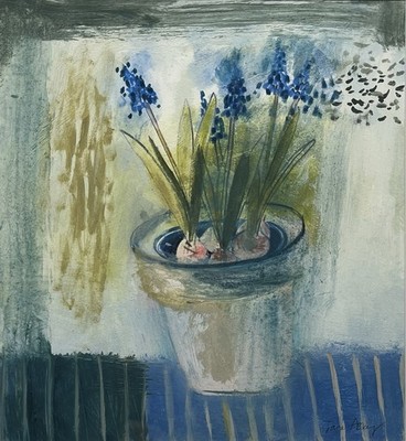 Jane Askey - Muscari Snow Garden Original Mixed Media Blumenmalerei 2023