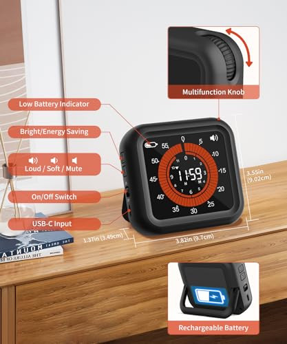 Strumento Educativo Arcobaleno Timer Visivo Per Bambini Arcobaleno - Conto Alla Rovescia 60 Minuti Con Display Colorato E Silenzioso Cucina Bambina - 9
