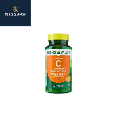 Spring Valley Vitamin C 500 mg Chewable Tablets, Orange, 60 Ct