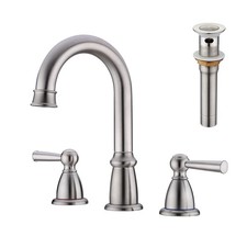 Widespread Bathroom Faucet 3 Hole 8 inch Faucet Brushed Nickel with Pop Up Dr...