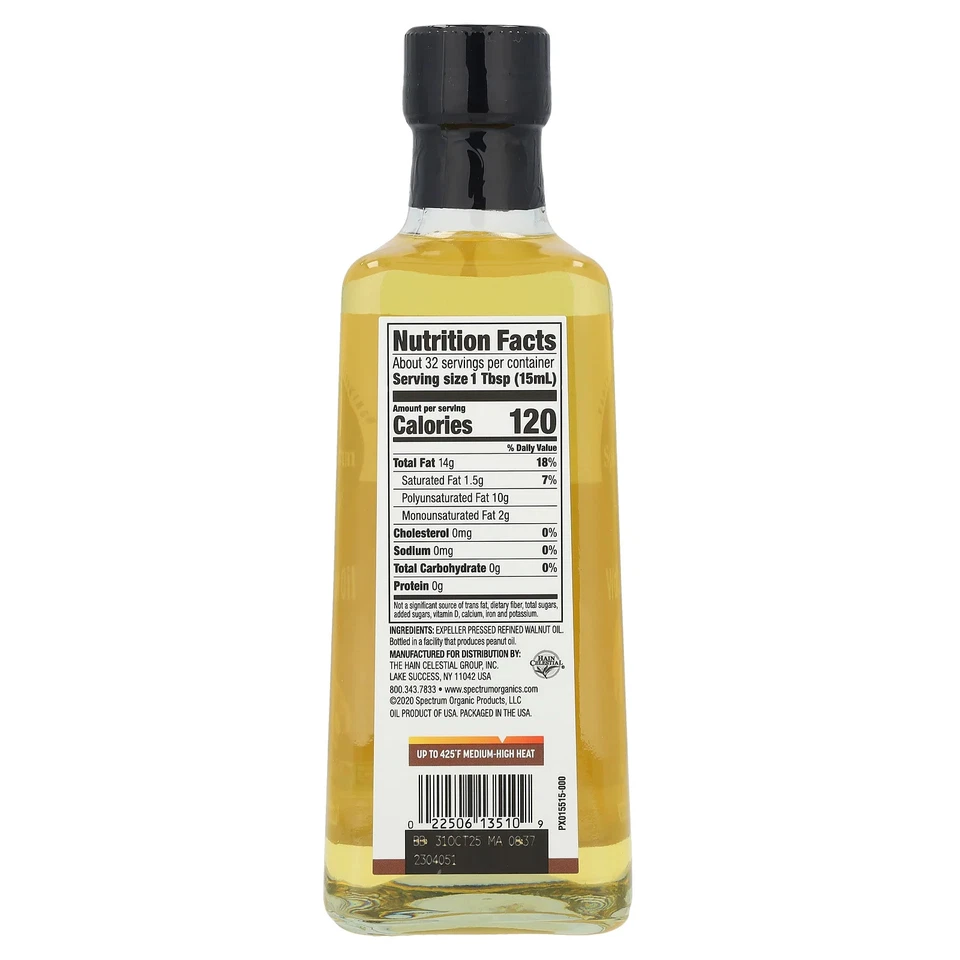 Aceite de nuez, prensado expulsor, refinado, 16 fl oz (473 ml) Foto 2 de 2