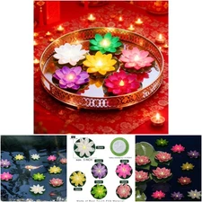 12pcs Floating Lotus Lights 5 Inch EVA Warm White Pool Decor