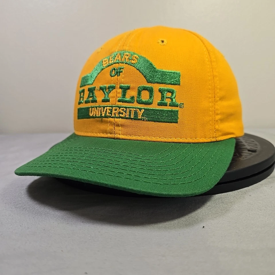 Vintage Baylor Bears University Snapback Hat – Yellow Green Logo 7 Made USA - Image 3 of 4