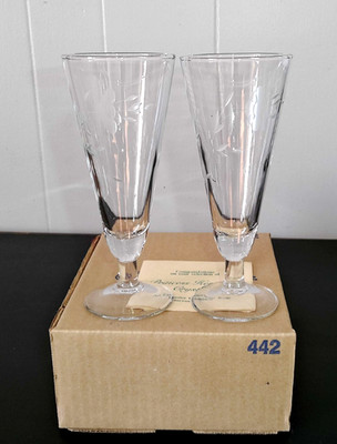 NIB #442 Princess House Heritage Crystal Pilsner Beer Glass Set of 2