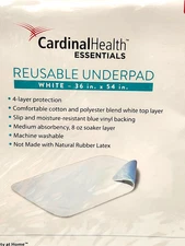 Cardinal Health Essentials Reusable Underpad 36x54 Washable Bed or Couch Pad