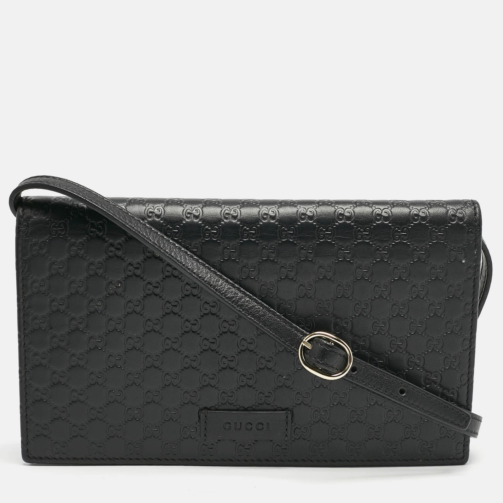 Gucci Black Microguccissima Leather Crossbody Bag with Flap