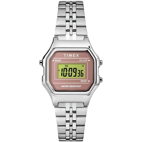 Timex Damenuhr T80 rosa und graues Zifferblatt silbernes Armband digital TW2T48500 - Bild 1 von 3