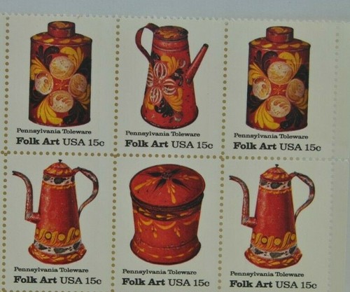 USA 15 Cent Stamps Block of 10 FOLK ART Scott Number 1775-79 - Picture 2 of 7