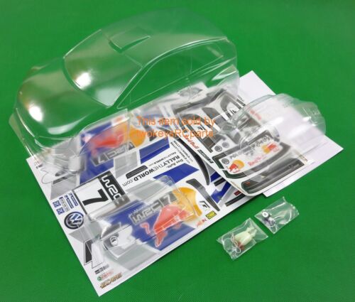 Clear Body Shell VW Polo WRC with decals for 1:10 RC MINI Tamiya M05 etc 210mm - Picture 3 of 9
