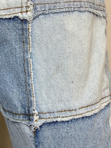 Vtg Y2K Denim Patchwork Blue Jeans No Boundaries Low Rise Flare Leg 90s 2000s - Picture 11 of 13