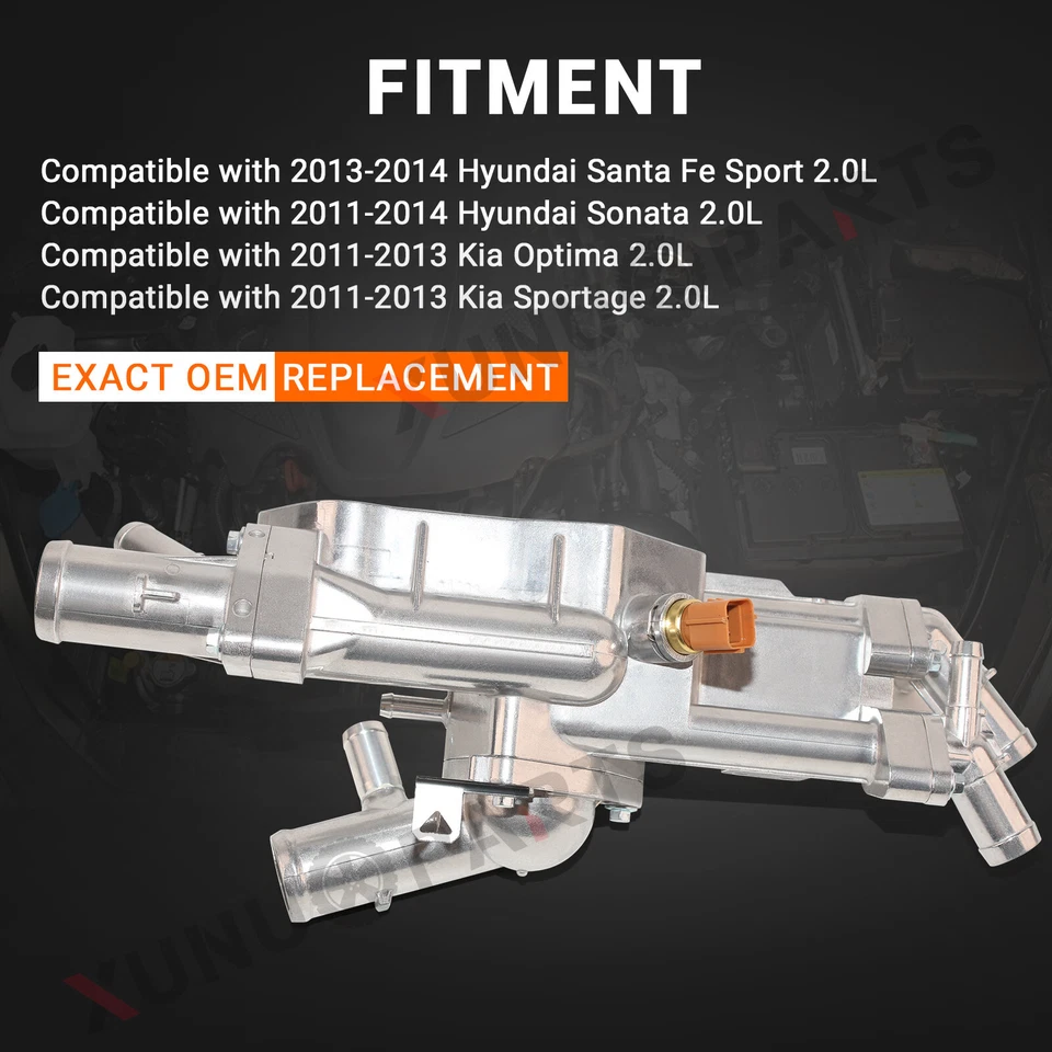 Conjunto de carcasa de termostato mejorado para Hyundai Sonata 2011-2014 2,0 L Turbo Foto 3 de 4