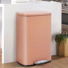 13 Gallon Kitchen Trash Can Stainless Steel W/lid Garbage Durable Easy-to-clean