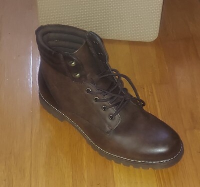 RED ALE BY ALESBURY MEN'S BROWN FAUX LEATHER HIKING BOOTS SIZE 13 NWOB