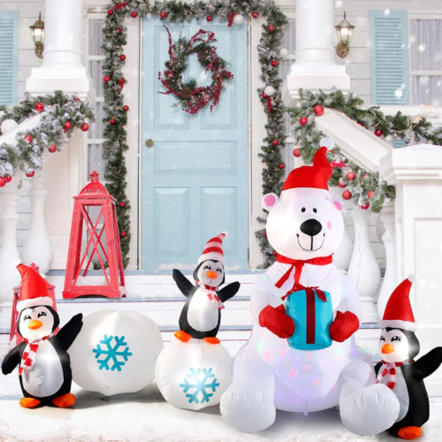 Inflatable Christmas Decorations 10FT Snowman Polar Bear Snowball Blow Up - Picture 2 of 7