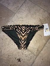 NWT Carmen Marc Valvo Swimsuit Bikini Bottom Sz M Palm Green Strappy