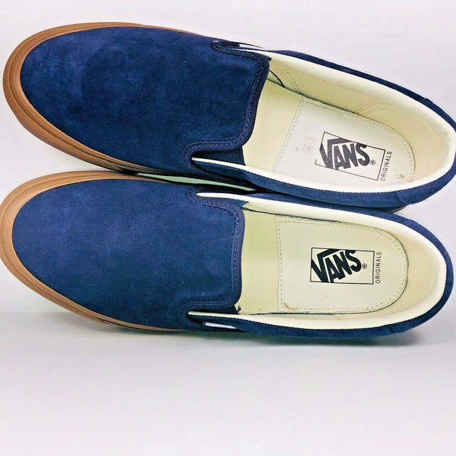 blue suede slip on vans