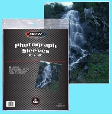 25 BCW 8x10" Soft Photograph Sleeves 2 MIL Clear Poly Print Document Page Photo