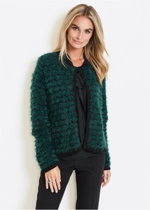 fluffy green cardigan