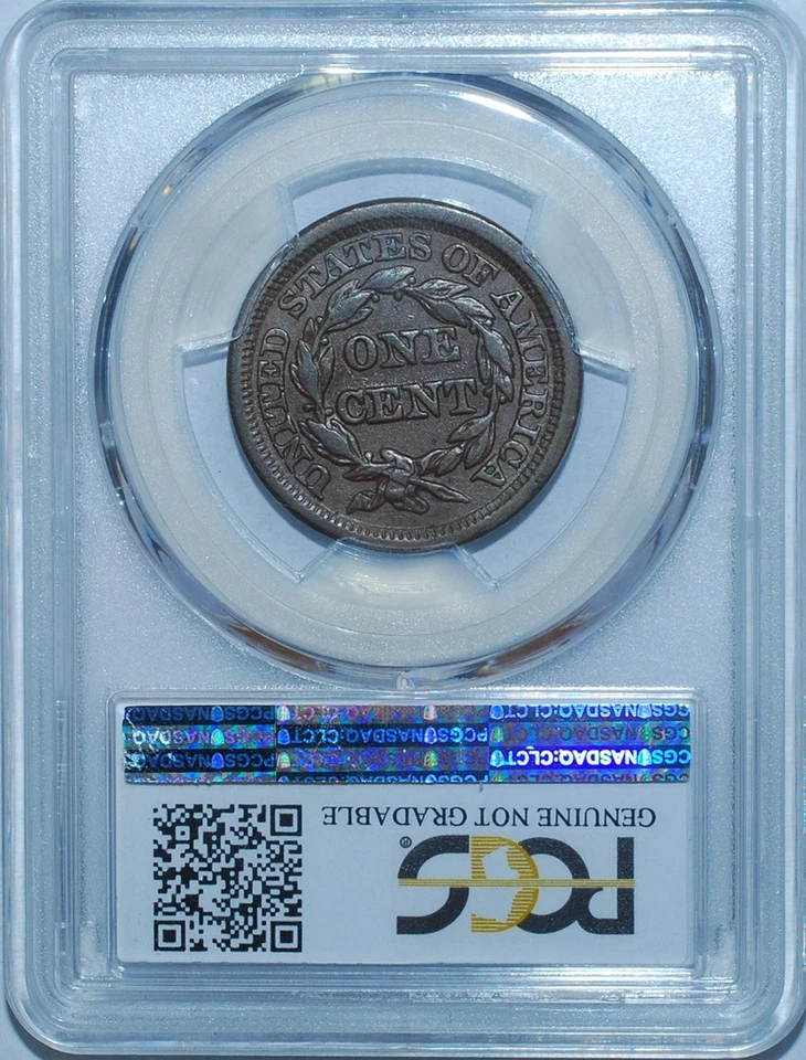 1847 PCGS VF Details N-36 FS-301 R.5 Braided Hair Cent - Image 2 of 2