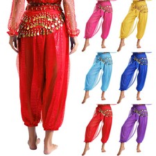 Womens Trousers Lace-up Costume Sequin Pants Set Bloomers Breathable Hip Scarf