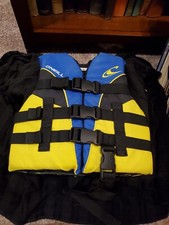 O'NEILL Watersport Life Vest USCG child One Size Adjustable 30-50 lb Blue/Yellow