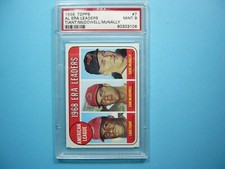 1969 TOPPS MLB BASEBALL CARD #7 LUIS TIANT SAM MCDOWELL DAVE MCNALLY PSA 9 MT GL