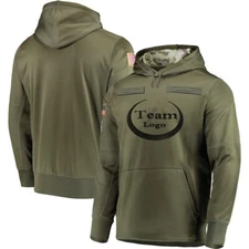 Men's 2018 Olive Sweatshirt Salute to Service Sideline Therma Pullover Hoodie.