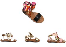 Women Scarf Tie Peep Toe Casual Beach Summer Ladies Flat Sandals Shoes