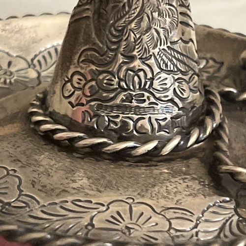 Sombrero Hat Figural 925 Sterling Silver Mexico - 4 Inch Diameter - 82 GR. - Picture 4 of 8