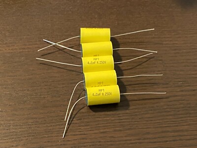 5 New 4 uF 250V Supertech MPT Film Audio Signal Crossover Capacitors (Qty)