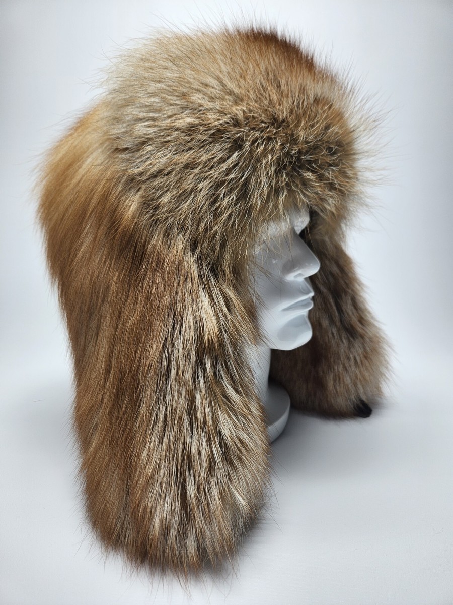 Men's Red Fox Fur Trapper Hat. Size XL | eBay