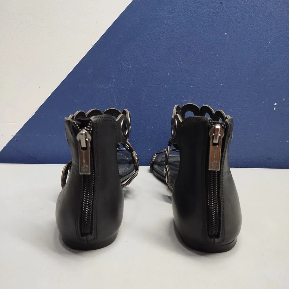 Jessica Simpson Korva Flat Gladiator Sandals Womens US 7M Black Leather Zip Back - Image 3 of 4