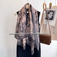 Sallys 70 Cashmere  30 Silk Wrap Scarf Jungle Print Square Stole Shawl 53"