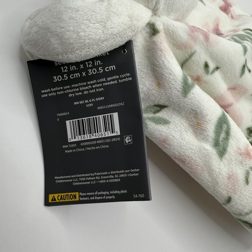 Gerber Modern Moments Security Blanket Pink White Lamb Floral Plush Lovey 12" - Picture 4 of 4