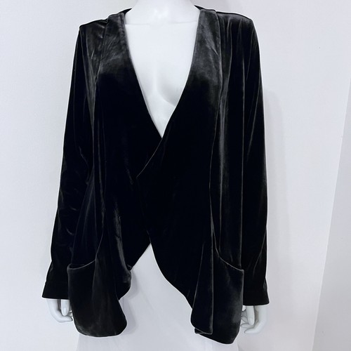 Joseph Ribkoff SZ 10 (M) Black Stretch Velvet Jacket Blazer Pockets NEW