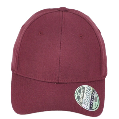 Zephyr Burgundy Flex Fit Medium/Large Curved Bill Blank Plain Stretch Hat Cap