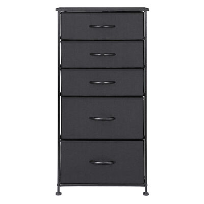 Narrow Dresser with 5 Fabric Drawers Vertical Slim Storage Tower Unit Grey  | eBay