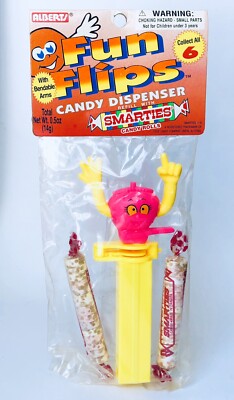 Vintage 1994 Alberts FUN FLIPS Candy PEZ LIKE Dispenser Container STRAWBERRY
