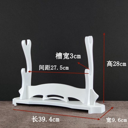 White Wood Samurai Sword Holder Stand Katana Tanto Display Bracket Rack 1~3 Tier - Picture 10 of 12