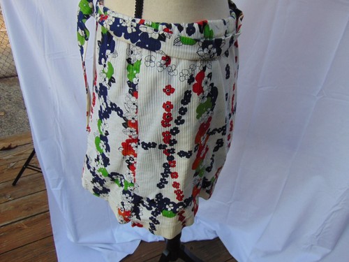 Vintage Point of View Size 14 Floral pattern skirt with belt 16" long red blue - Picture 3 of 7