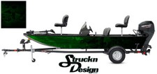 Graphic Abstract Fishing Bass Boat Wrap Green Decal Vinyl Skeletons Fish Pontoon
