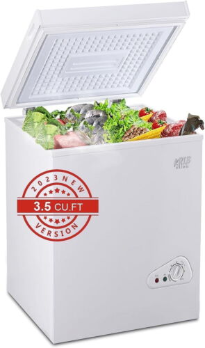3.5 Cu.Ft Chest Freezer with Removable Basket, Top Open Door Compact Freezer wit