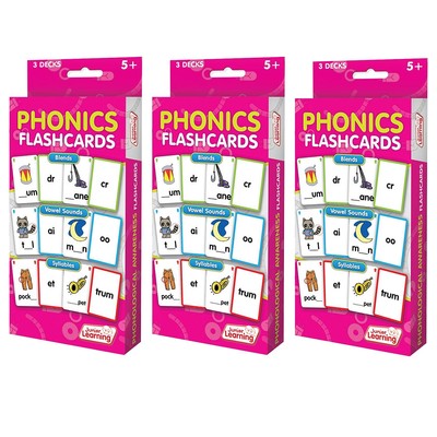 Junior Learning Phonics Flashcards 3 Sets Per Pack 3 Packs (JRL203-3)