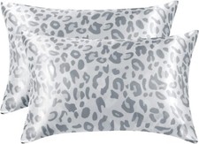 Silver Leopard 20X30'' Queen Size Pillowcase Silky Satin With Envelope Closure