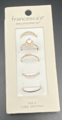 NWT Francescas Ring Stacking Set Gold Tone CZ Stones Size 6 MSRP $24.95