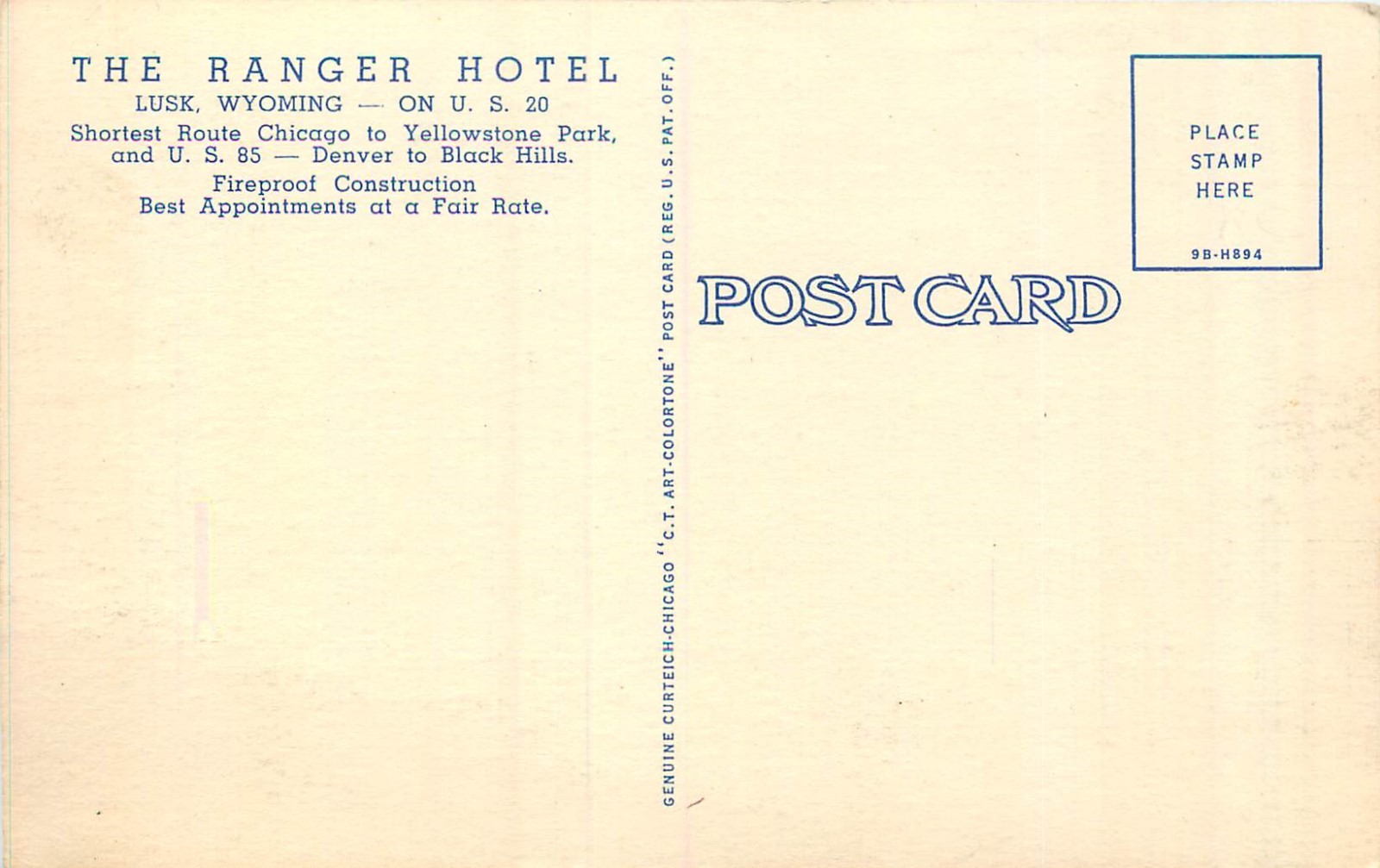 LUSK, WYOMING RANGER HOTEL INTERIOR & EXTERIOR VINTAGE LINEN