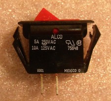 SPST 10A Rocker Switch - Red ON/OFF Rocker - NEW - Alco 75648