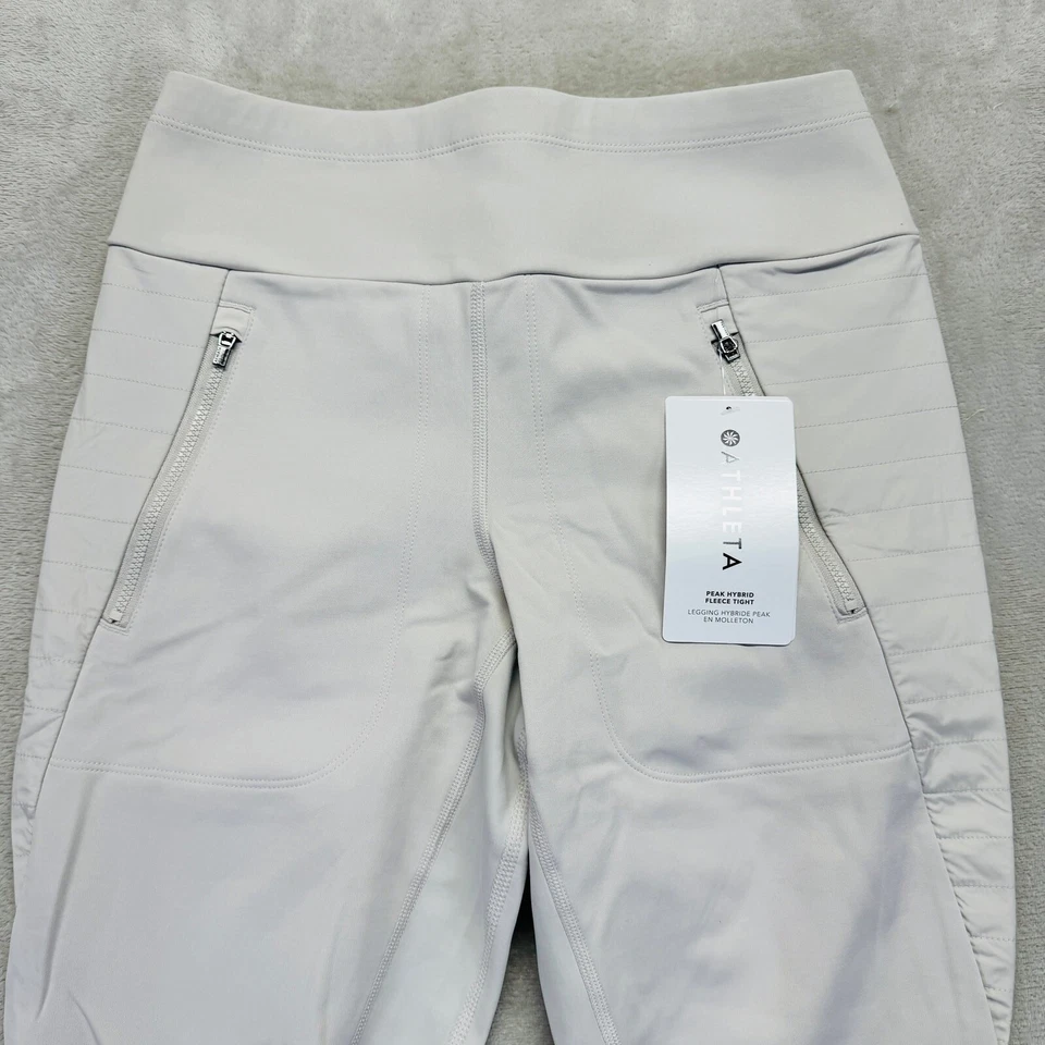 Athleta Pants Womens Small Abalone Cream Peak Hybrid Fleece Tight Zip Pocket NWT - Image 4 of 4