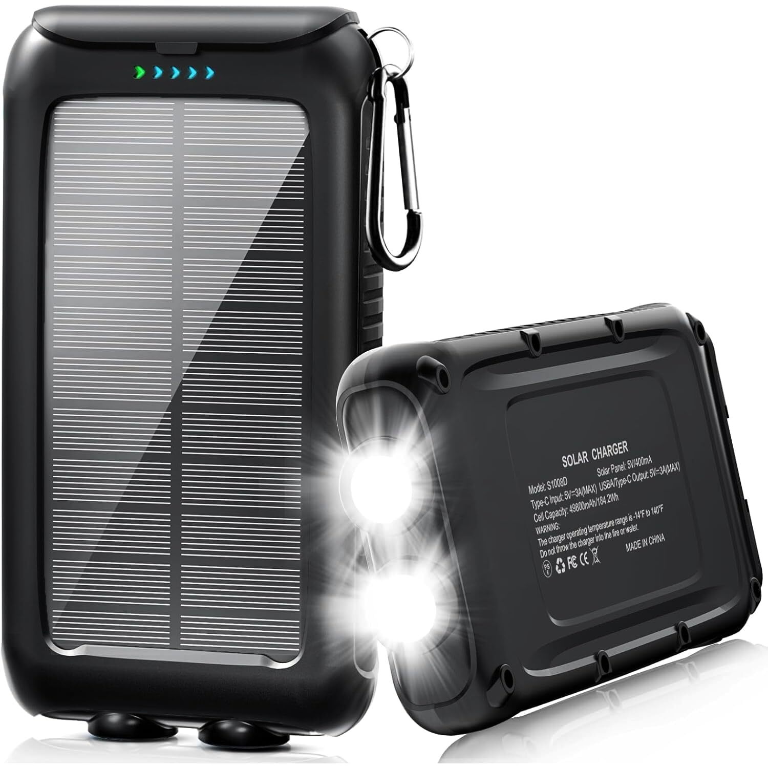 Solar-Charger-Power-Bank-49800mAh Portable Solar Phone Charger with LED Flash...