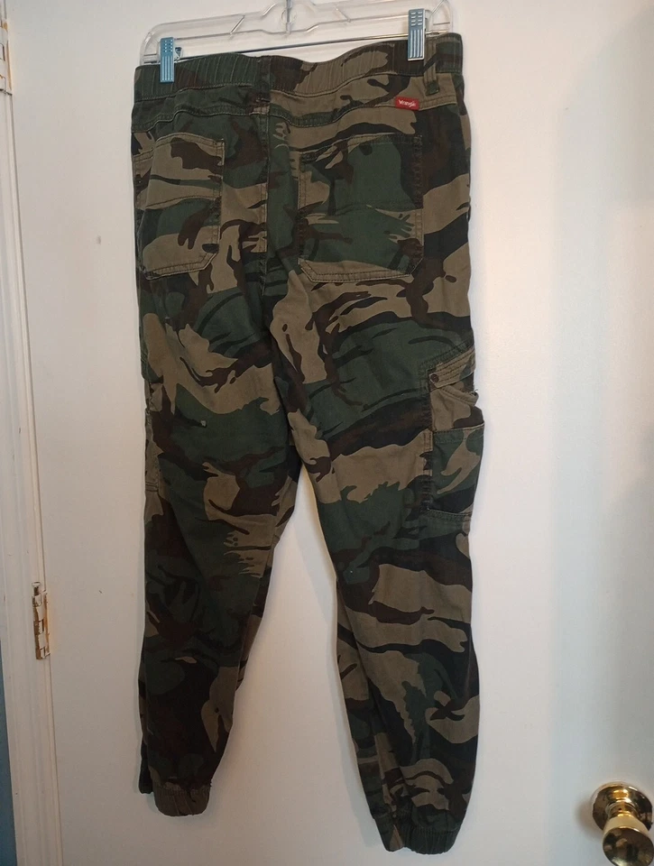 Pantalones cargo Wrangler niños 16 verde husky camuflaje jogger militar ejército informal salón Foto 2 de 4